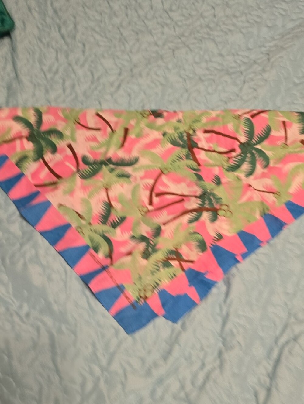 Tropical Palm Print Square Scarf - Pink, Green, Blue - Picture 3 of 3